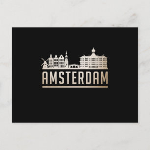 Amsterdam City Cityscape Skyline Funny Gift Idee Postkarte