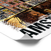 Amsterdam City Streets Vintage Travel Art Poster (Ecke)