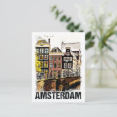 Amsterdam City Streets Vintage Travel Poste Postkarte (Stehend Vorderseite)