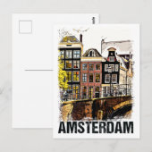 Amsterdam City Streets Vintage Travel Poste Postkarte (Vorne/Hinten)