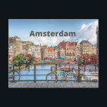 Amsterdam City View - Alte Gebäude, Fluss, Boote Postkarte<br><div class="desc">Amsterdam</div>