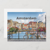 Amsterdam City View - Alte Gebäude, Fluss, Boote Postkarte (Vorne/Hinten)