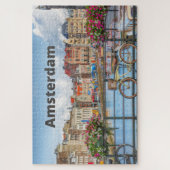 Amsterdam City View - Alte Gebäude, Fluss, Boote Puzzle (Vertikal)