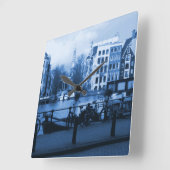Amsterdam City View Delsoftware-Style Wall Clock Quadratische Wanduhr (Winkel)
