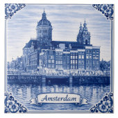Amsterdam Delft Blue style ceramic tile Fliese (Vorderseite)