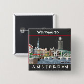 AMSTERDAM, DIE NIEDERLANDE BUTTON (Vorne & Hinten)