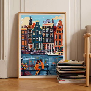 Amsterdam Druck Amsterdam Illustration Reise Poste Poster
