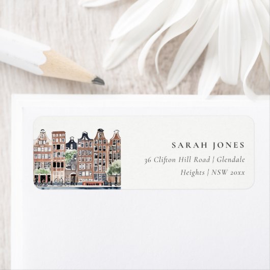 Amsterdam Dutch Canal Watercolor Landscape Anschri (Insitu)