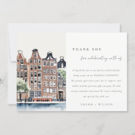 Amsterdam Dutch Canal Watercolor Landscape Wedding Dankeskarte