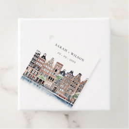 Amsterdam Dutch Canal Watercolor Landscape Wedding Geschenkanhänger