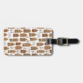 Amsterdam Dutch Houses Tulips Bikes Pattern White Gepäckanhänger (Vorderseite horizontal)