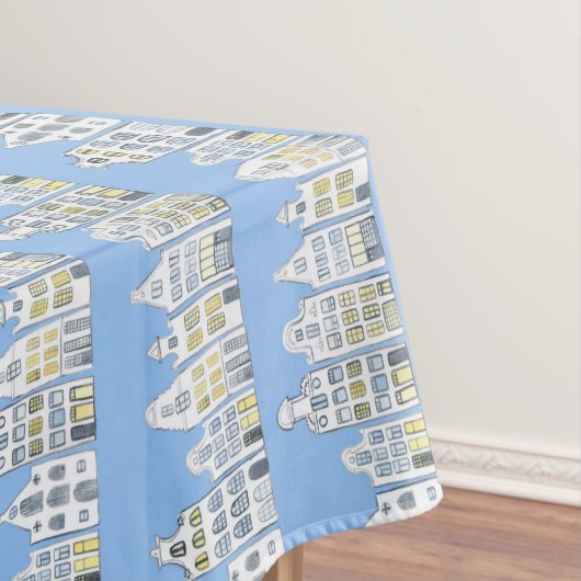 Amsterdam Dutch Houses Watercolor Village Blue Tischdecke (Beispiel)