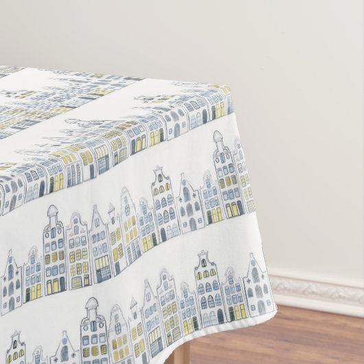 Amsterdam Dutch Houses Watercolor Village Tischdecke (Beispiel)