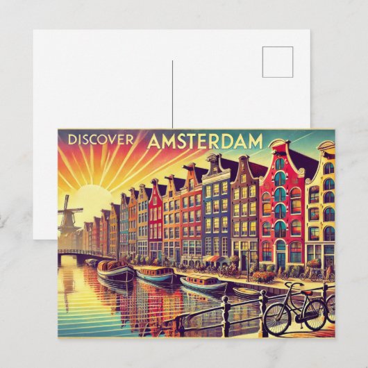 Amsterdam entdecken postkarte (Vorne/Hinten)