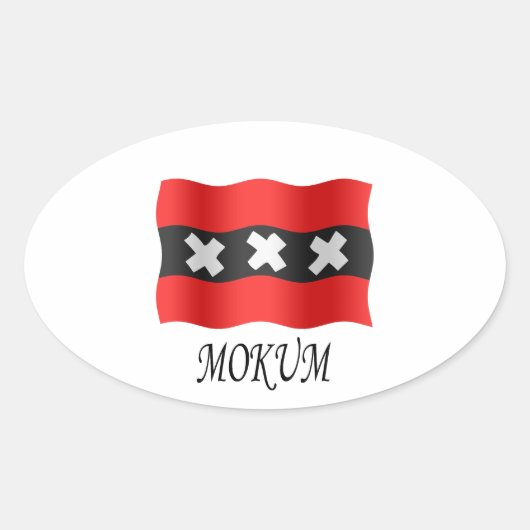 Amsterdam flag + Mokum Ovaler Aufkleber (Vorderseite)