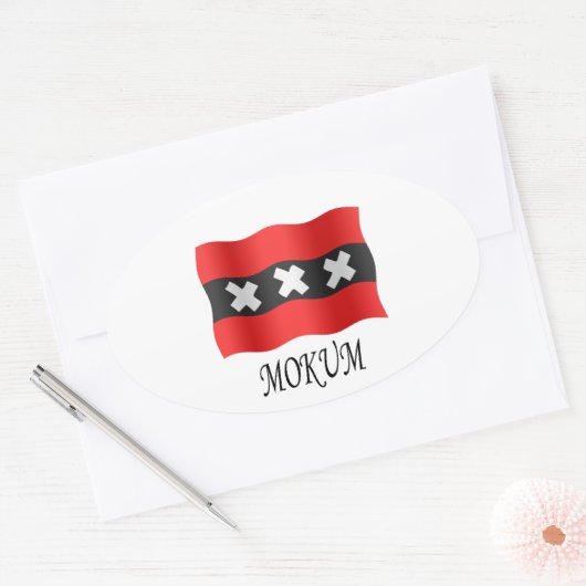 Amsterdam flag + Mokum Ovaler Aufkleber (Umschlag)