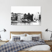 Amsterdam Gebäude Schwarz-Weiß-Kunst Leinwanddruck (Insitu (Schlafzimmer))