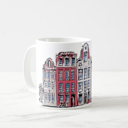 Amsterdam Gebäude Tasse Illustration (Vorderseite Links)