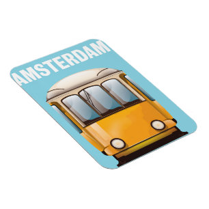 Amsterdam gelbes Straßenbahn-Reiseposter Magnet