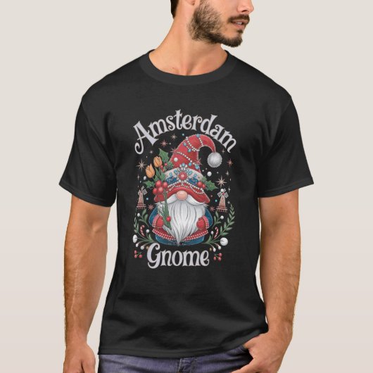 Amsterdam Gnome Christmas Cheer Festive Spirit T-Shirt (Vorderseite)