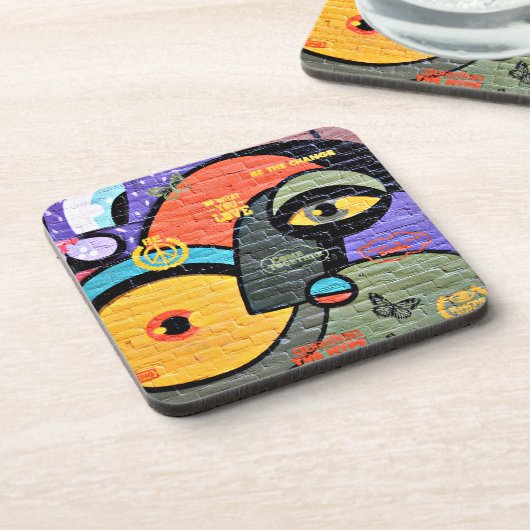 Amsterdam Graffiti, farbig und cool, Getränkeuntersetzer (Linke Seite)