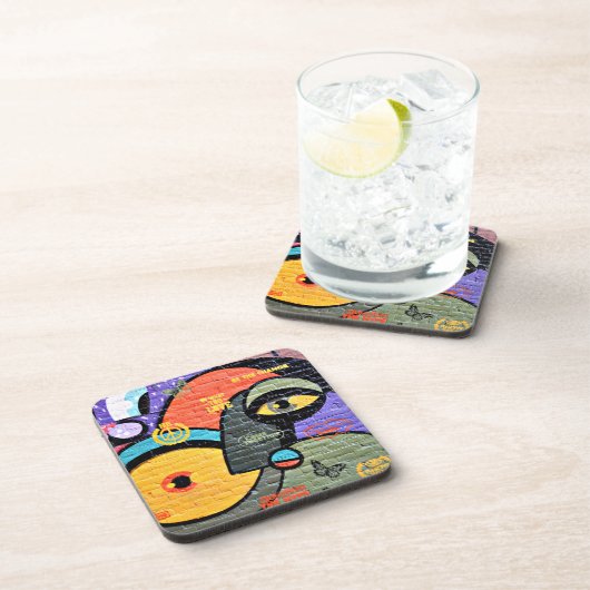 Amsterdam Graffiti, farbig und cool, Getränkeuntersetzer (Rechte Seite)