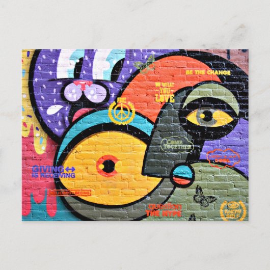 Amsterdam Graffiti, farbig und cool, Postkarte (Vorderseite)