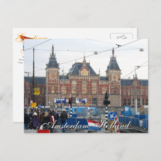 Amsterdam Hauptbahnhof Postkarte (Vorne/Hinten)