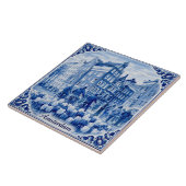 Amsterdam-Häuser im Stil von Delft-Blau-Fliesen Fliese (Seite)