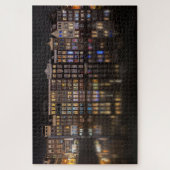 Amsterdam-Häuser mit bunten Lichtern in der Nacht Puzzle (Vertikal)