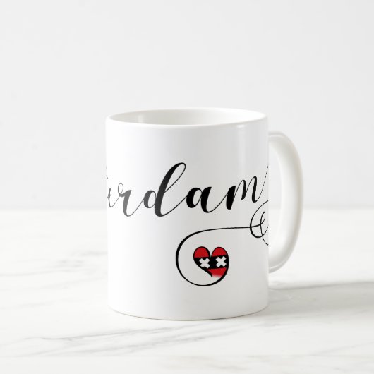 Amsterdam Heart Tasse, Niederlande Kaffeetasse (VorderseiteRechts)