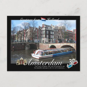 Amsterdam Holland 3D Anaglyph Postcard Postkarte