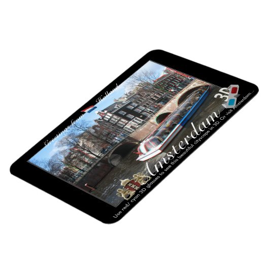 Amsterdam Holland 3D View Anaglyph Magnet (Linke Seite)