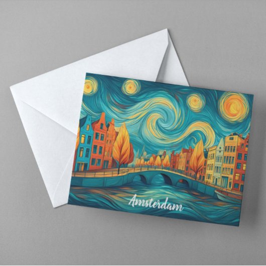 Amsterdam Holland Canal Oil Painting Postkarte