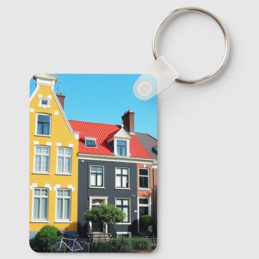Amsterdam Holland Houses Travel souvenir Schlüsselanhänger (Rückseite)