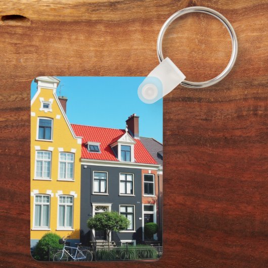 Amsterdam Holland Houses Travel souvenir Schlüsselanhänger (Rückseite)