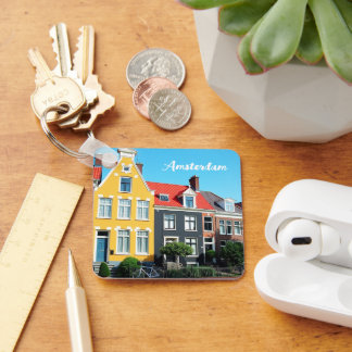 Amsterdam Holland Houses Travel souvenir Schlüsselanhänger