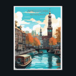Amsterdam Holland Niederlande Vintage Niederlande Postkarte<br><div class="desc">Vintag,  Retro,  Reisen,  modern,  Aquarell,  Classic,  Holland,  Niederlande,  Amsterdam, </div>