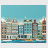 Amsterdam Holland - Thema Niederländische Architek Geschenkpapier (Flach)