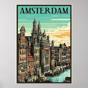 Amsterdam, Holland, Travel Poster