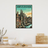 Amsterdam, Holland, Travel Poster (Küche)