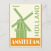 Amsterdam Holland Vintag Windmill Travel Postkarte (Vorderseite)