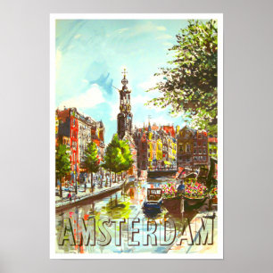 Amsterdam Holland Vintage Reise Poster