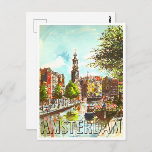 Amsterdam Holland Vintage Reise Postkarte (Vorne/Hinten)