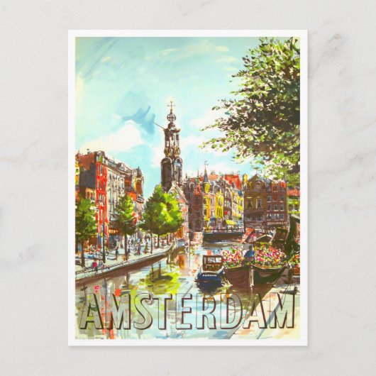 Amsterdam Holland Vintage Reise Postkarte (Vorderseite)