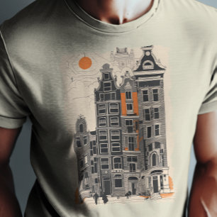 Amsterdam Holland Vintage Straßen Häuser Reise Kun T-Shirt