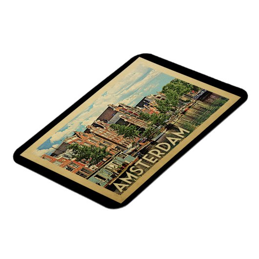 Amsterdam Holland Vintage Travel Magnet (Linke Seite)