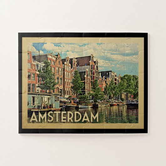 Amsterdam Holland Vintage Travel Puzzle (Horizontal)