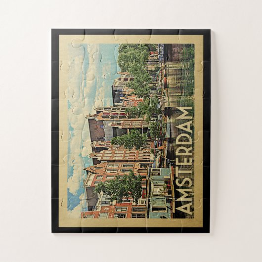 Amsterdam Holland Vintage Travel Puzzle (Vertikal)