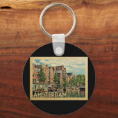 Amsterdam Holland Vintage Travel Schlüsselanhänger (Vorderseite)